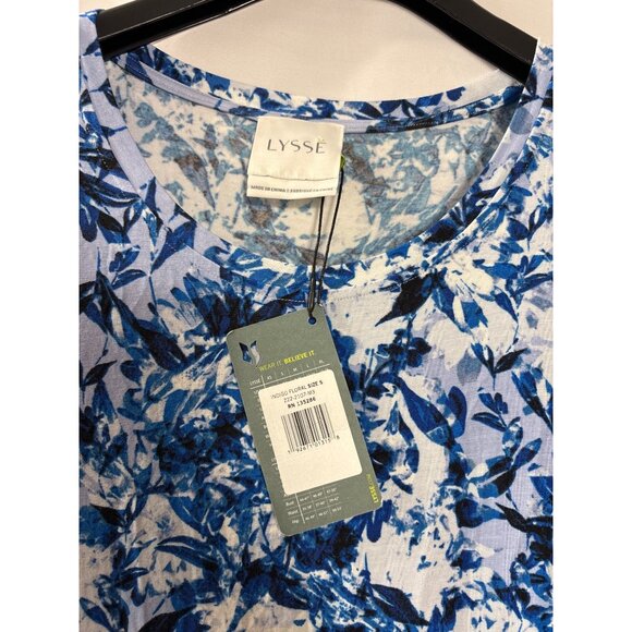 Lyssé Womens Indigo Floral 3/4 Sleeve Top Size S Blue White New - Picture 4 of 5